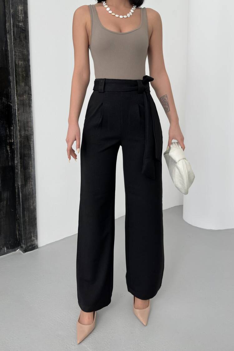 Polyviscose Belted Pants