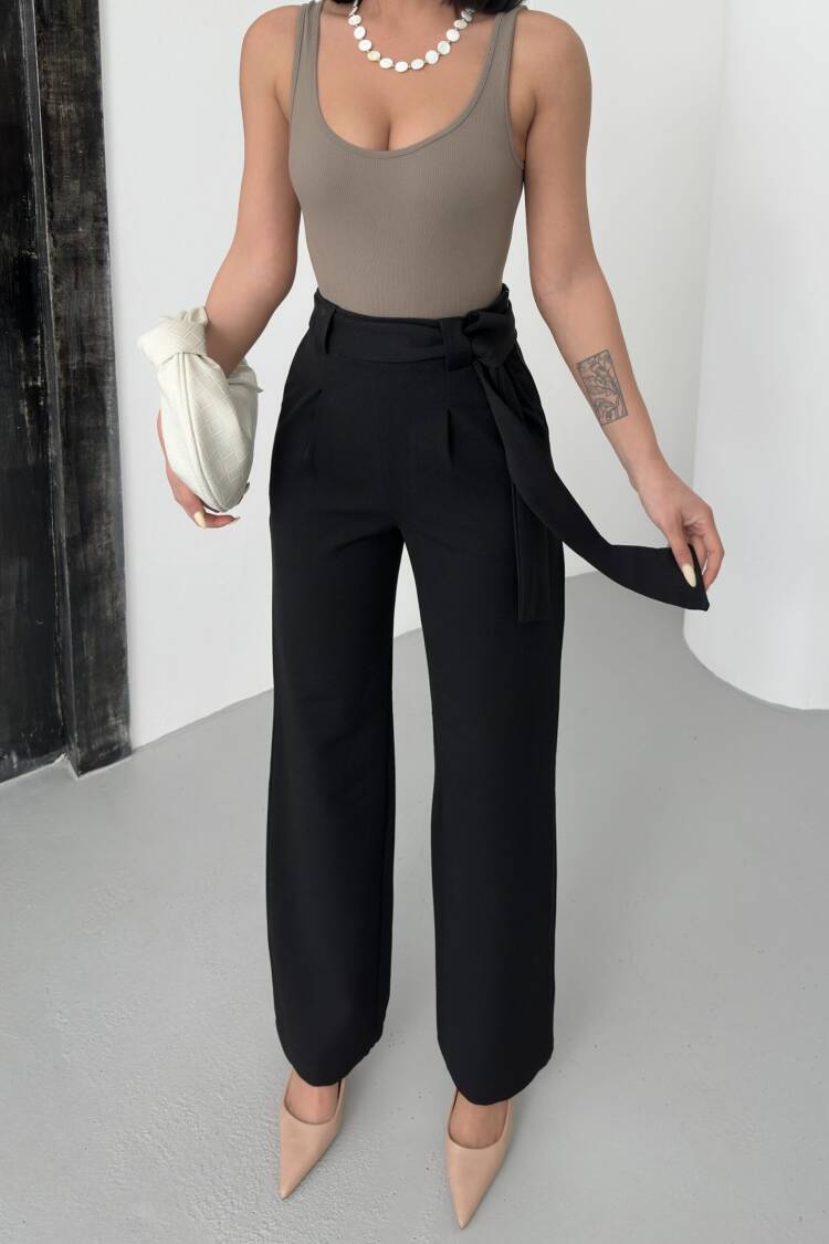 Polyviscose Belted Pants