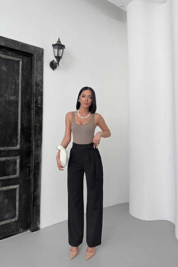 Polyviscose Belted Pants