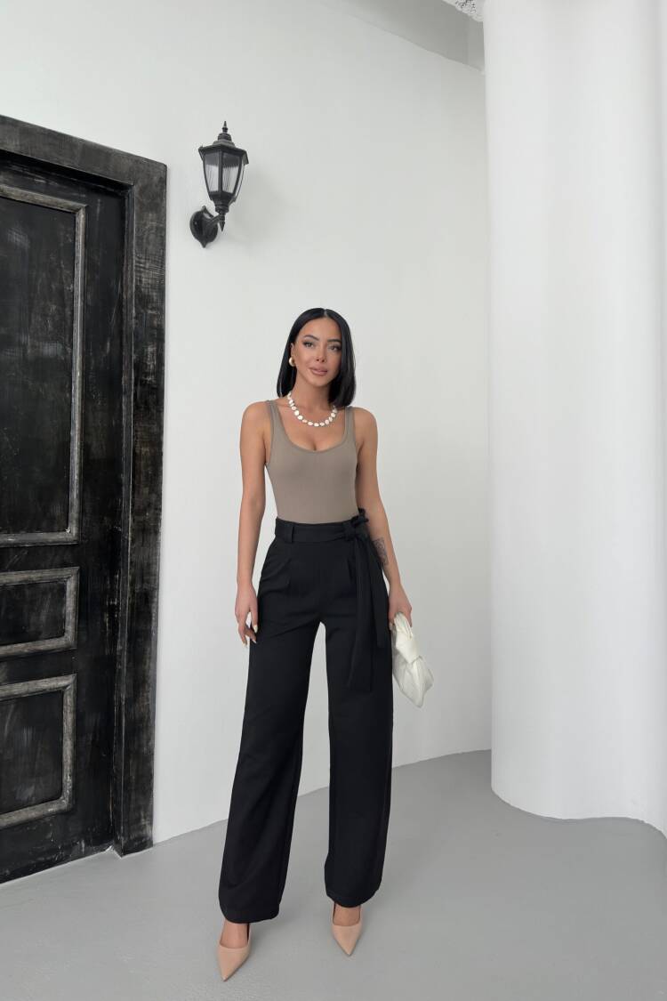 Polyviscose Belted Pants