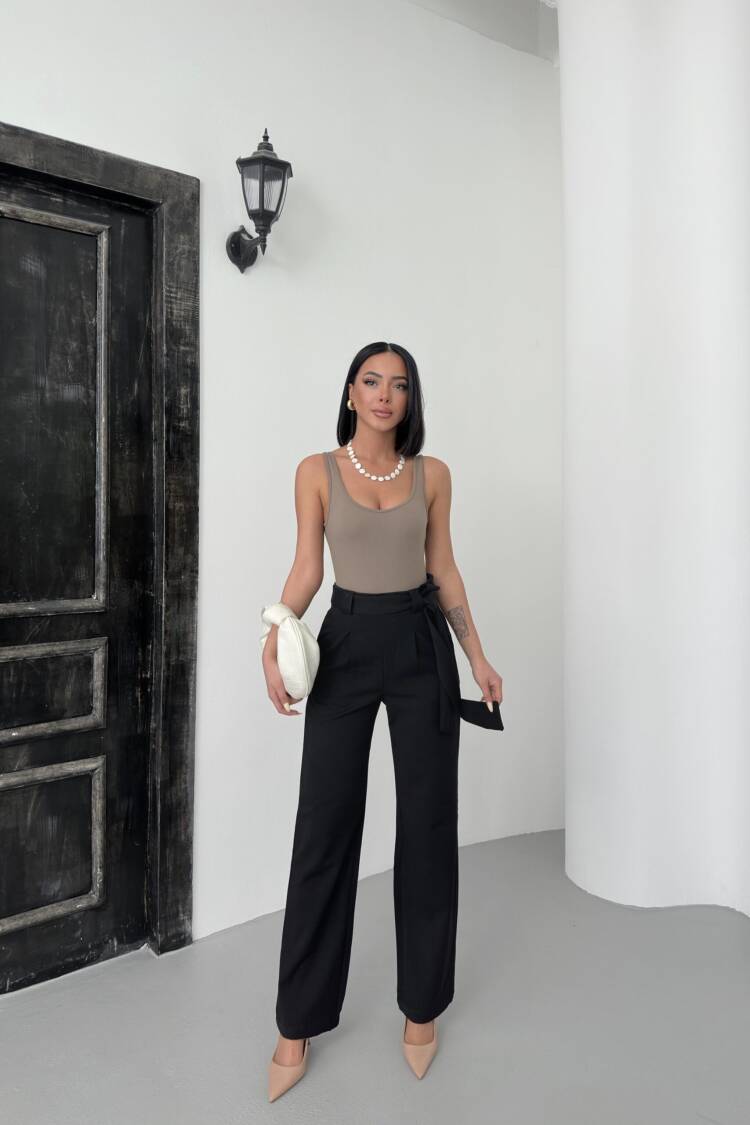 Polyviscose Belted Pants