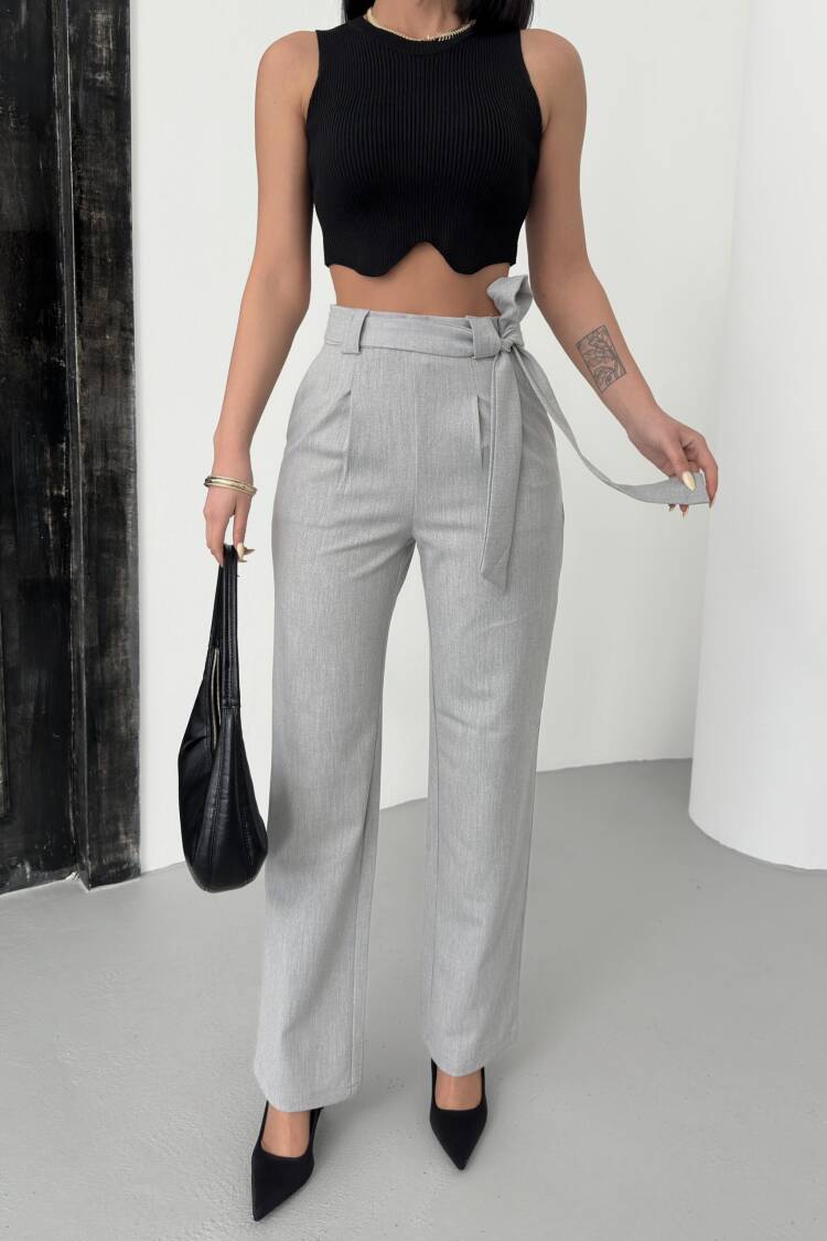 Polyviscose Belted Pants
