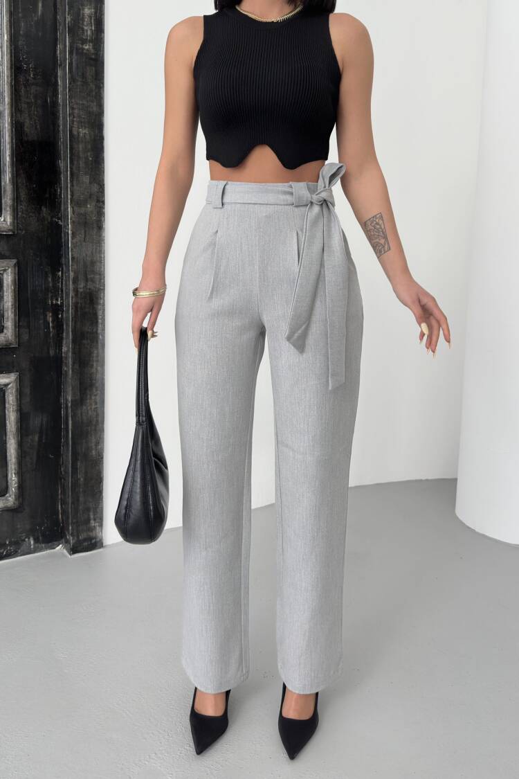 Polyviscose Belted Pants