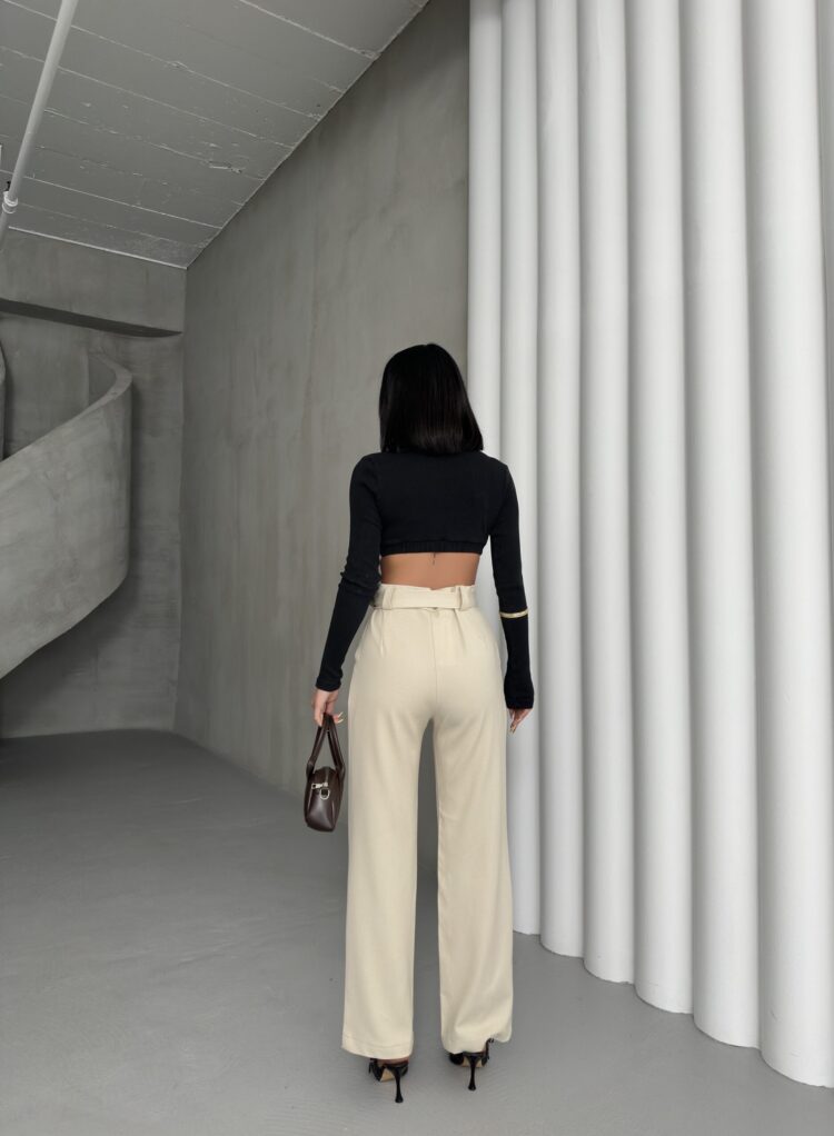 Polyviscose Belted Pants