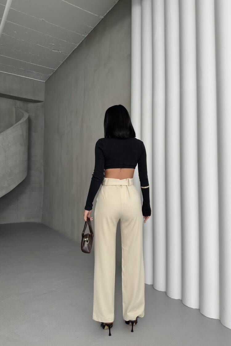 Polyviscose Belted Pants