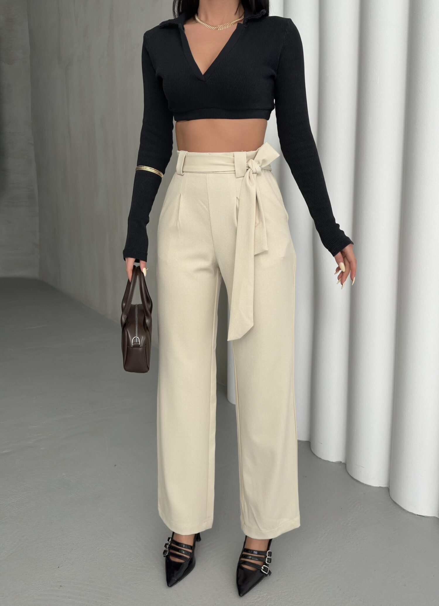 Polyviscose Belted Pants - My Fashion - Globality Store - Women Clothes Wholesale Turkey