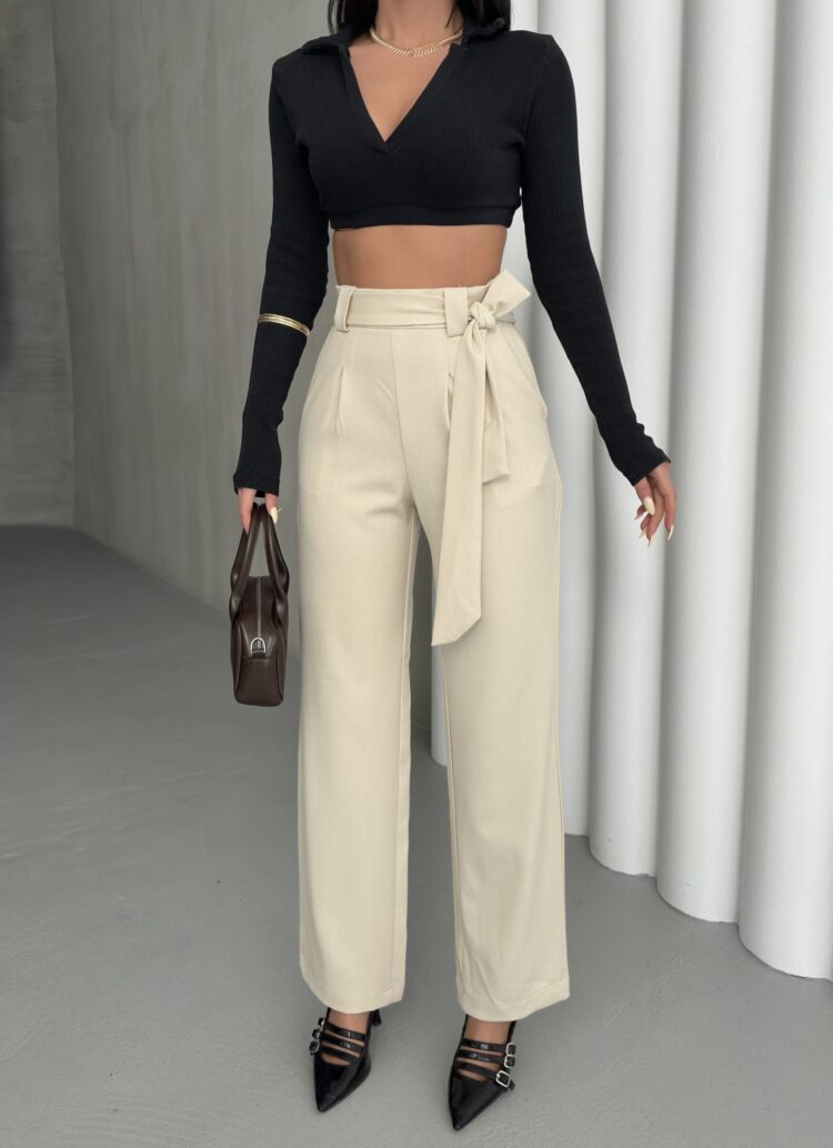 Polyviscose Belted Pants