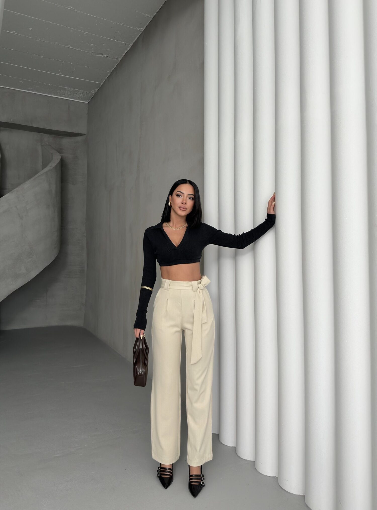 Polyviscose Belted Pants - My Fashion - Globality Store - Women Clothes Wholesale Turkey