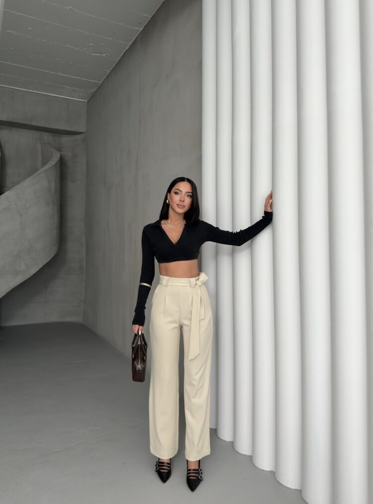 Polyviscose Belted Pants