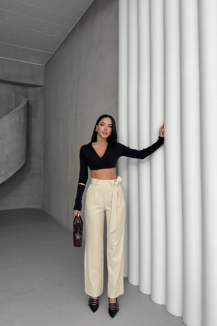 Polyviscose Belted Pants