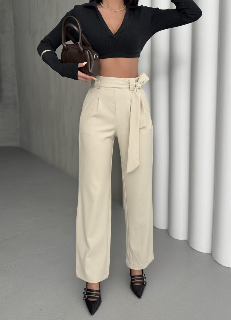 Polyviscose Belted Pants