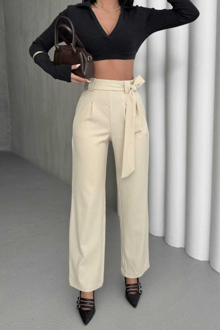 Polyviscose Belted Pants