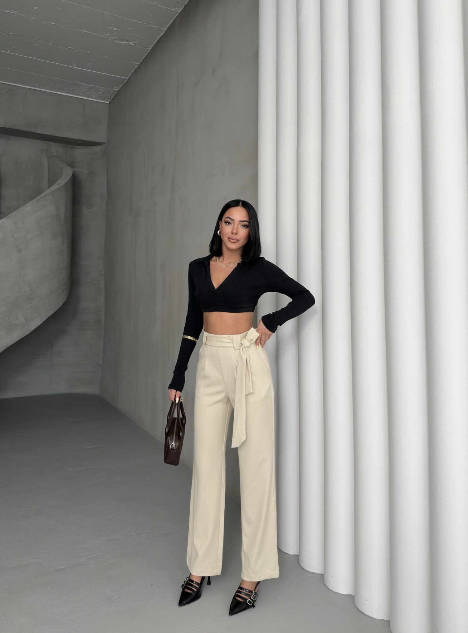 Polyviscose Belted Pants - My Fashion - Globality Store - Women Clothes Wholesale Turkey
