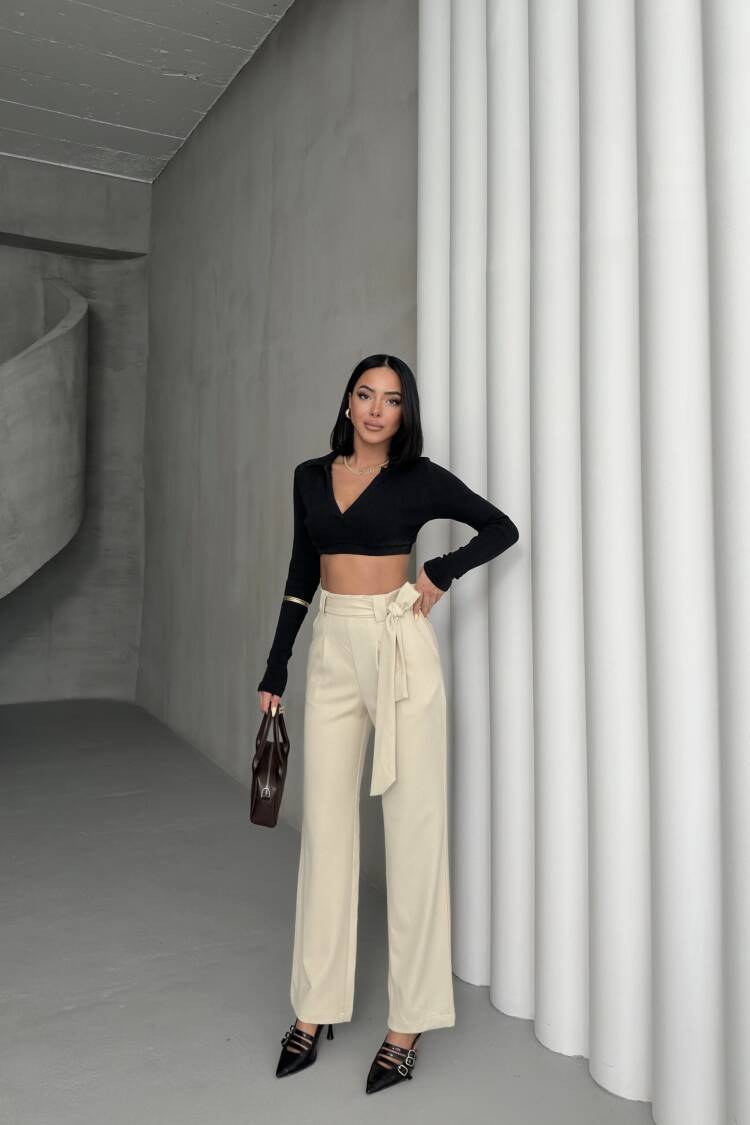 Polyviscose Belted Pants
