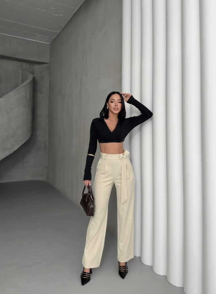 Polyviscose Belted Pants
