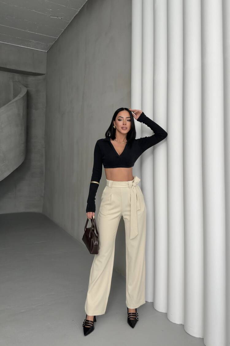 Polyviscose Belted Pants