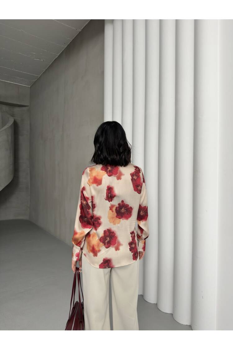 Opener Rose Pattern Shirt - My Fashion - Globality Store - Women Clothes Wholesale Turkey