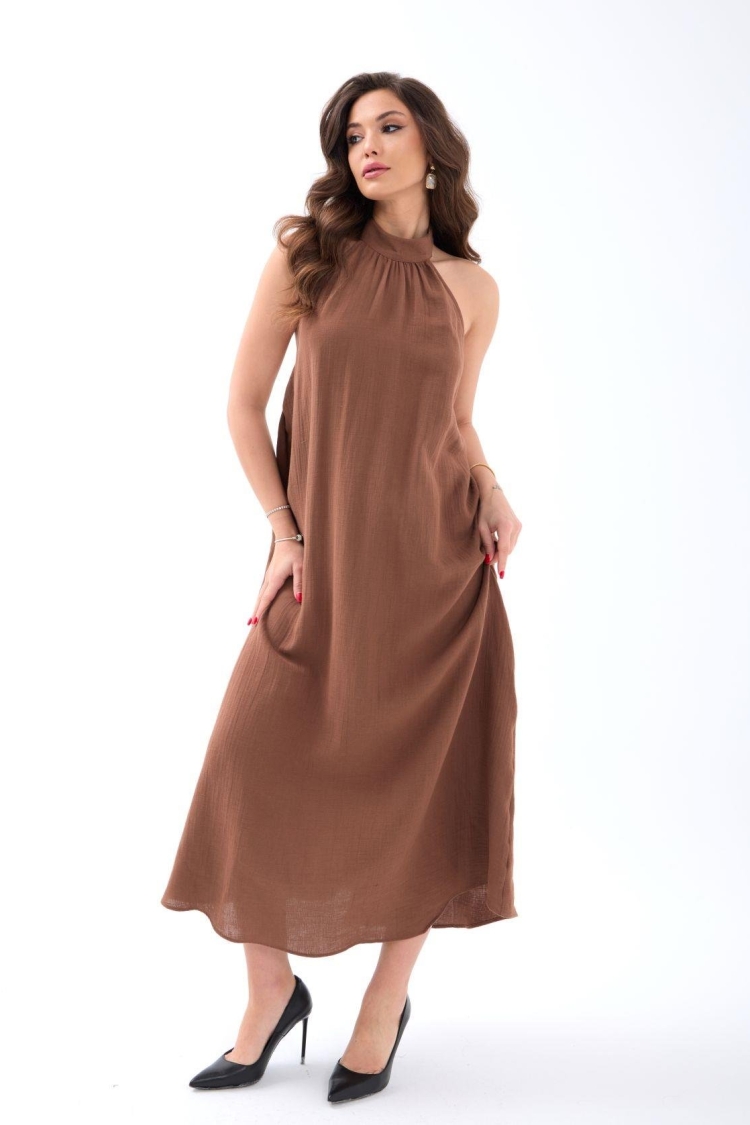 Dress - Coffee - Fame - Globality Store - Women Clothes Wholesale Turkey