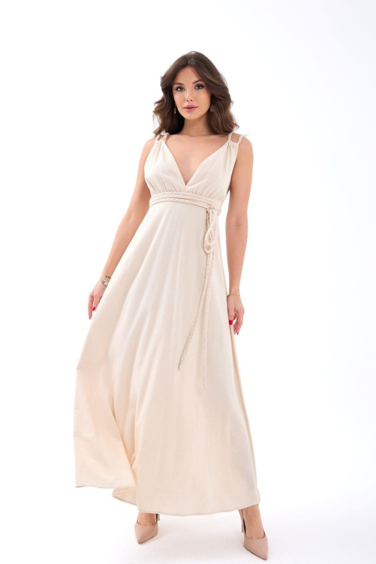 Dress - Beige - Fame - Globality Store - Women Clothes Wholesale Turkey