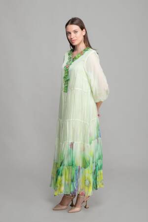 Embroidered Embroidered V Neck Embroidery Dress - GUMANIZE - Globality Store - Women Clothes Wholesale Turkey