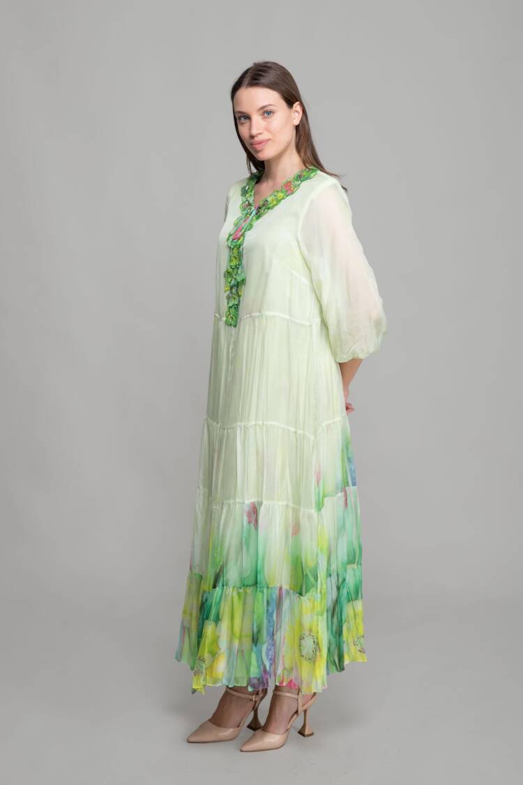 Embroidered Embroidered V Neck Embroidery Dress