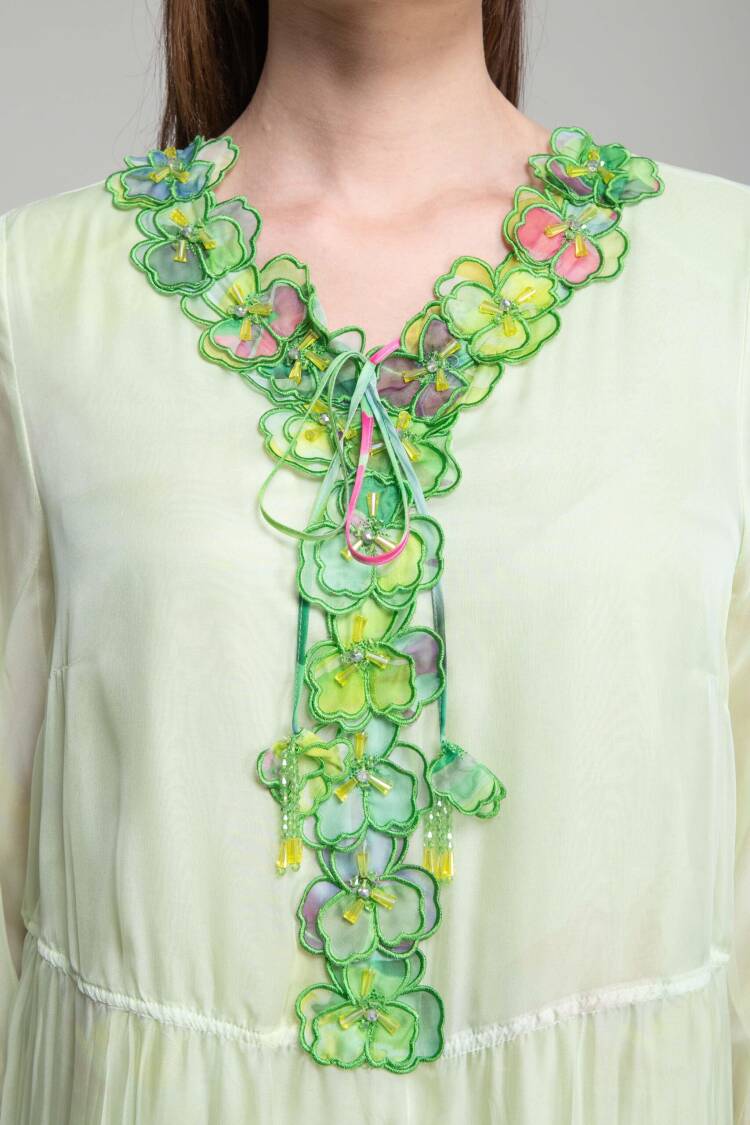 Embroidered Embroidered V Neck Embroidery Dress
