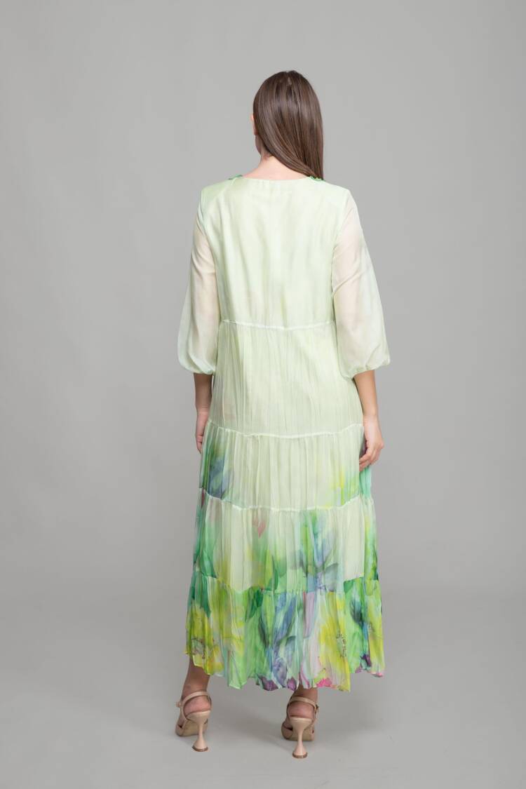 Embroidered Embroidered V Neck Embroidery Dress