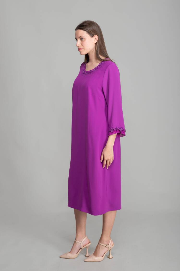Round Neck Straight Skinny Suzanna Dress - GUMANIZE - Globality Store - Women Clothes Wholesale Turkey