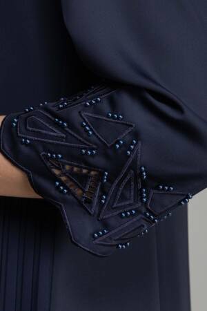 V Neck Embroidered Pearl Dress - GUMANIZE - Globality Store - Women Clothes Wholesale Turkey