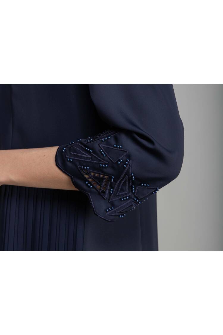 V Neck Embroidered Pearl Dress
