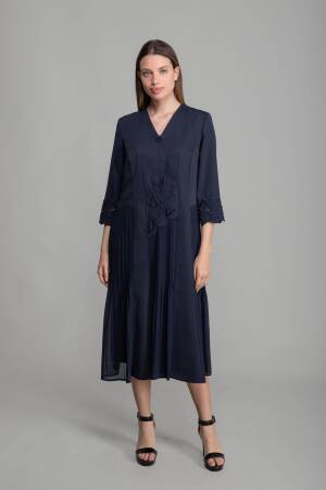 V Neck Embroidered Pearl Dress - GUMANIZE - Globality Store - Women Clothes Wholesale Turkey