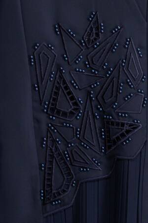 V Neck Embroidered Pearl Dress - GUMANIZE - Globality Store - Women Clothes Wholesale Turkey