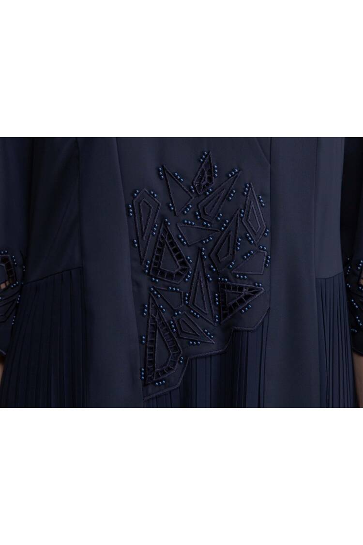 V Neck Embroidered Pearl Dress