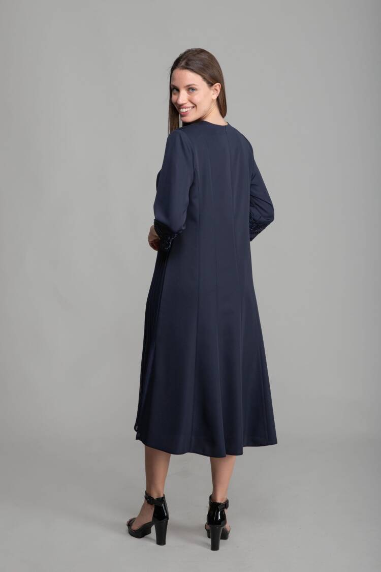 V Neck Embroidered Pearl Dress
