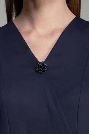 V Neck Embroidered Pearl Dress - GUMANIZE - Globality Store - Women Clothes Wholesale Turkey