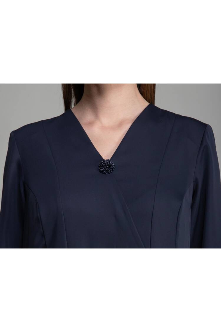 V Neck Embroidered Pearl Dress