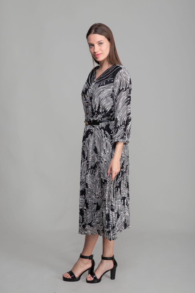 V Neck Flush Voile Dress