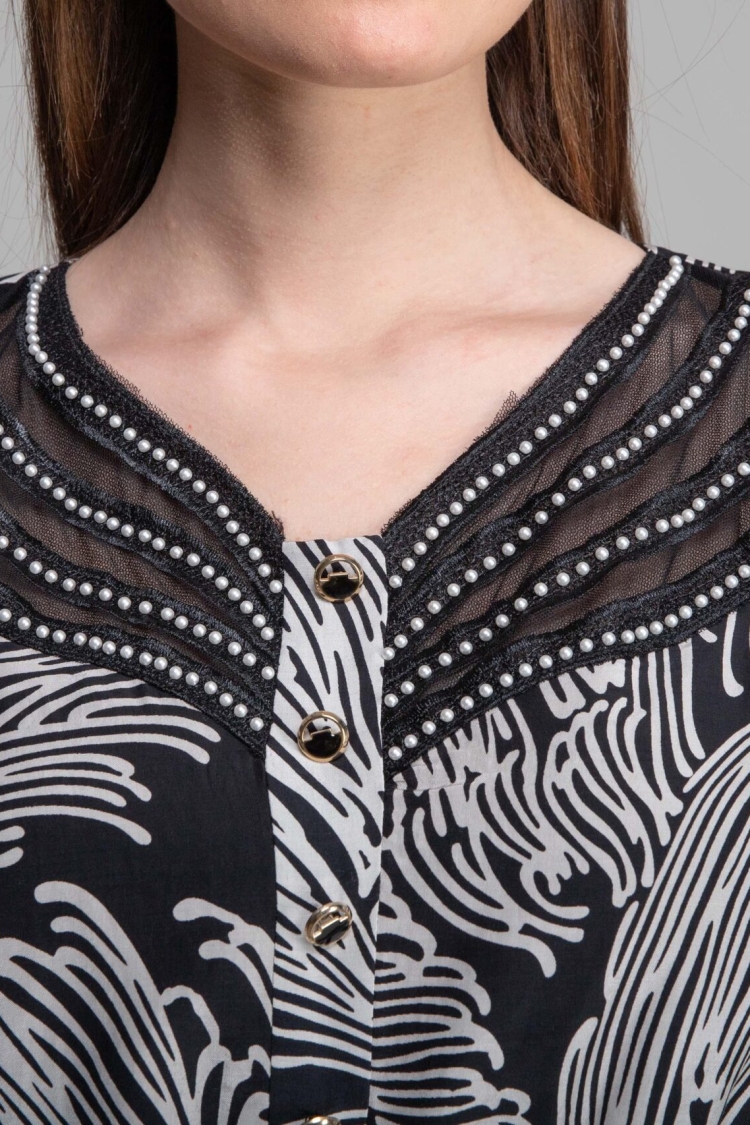 V Neck Flush Voile Dress