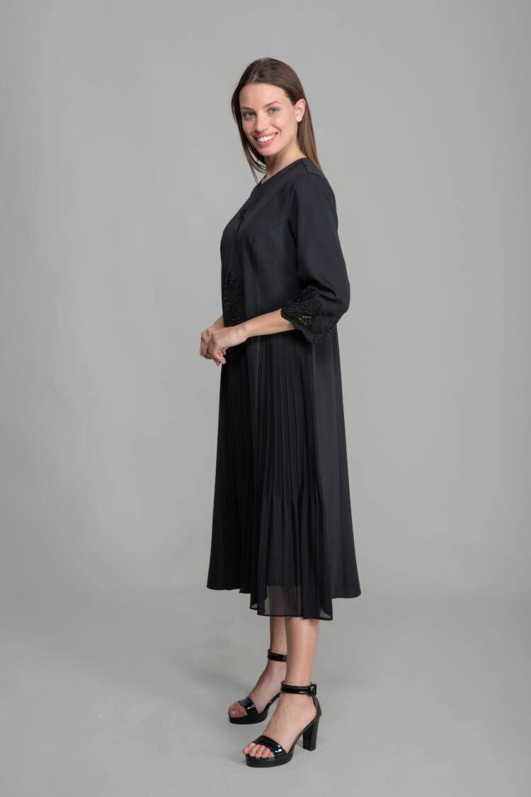 V Neck Embroidered Pearl Dress