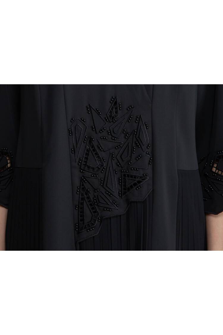 V Neck Embroidered Pearl Dress