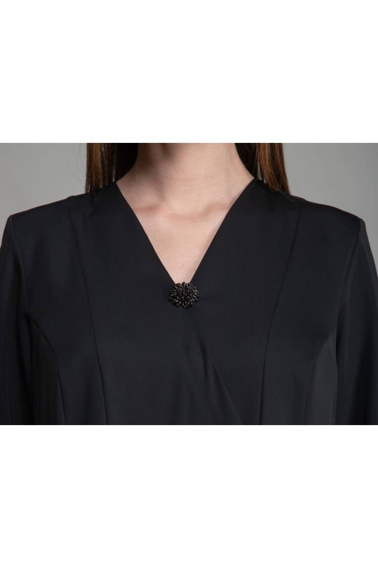 V Neck Embroidered Pearl Dress