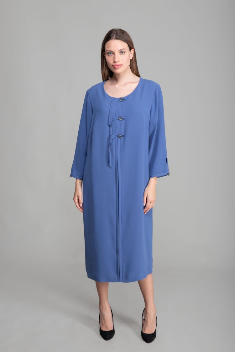 Round Neck Suzanna Straight Skinny Dress - GUMANIZE - Globality Store - Women Clothes Wholesale Turkey