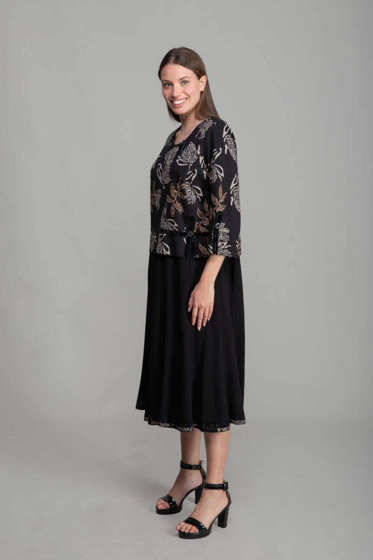 Round Neck Empirme Velvet Dress - GUMANIZE - Globality Store - Women Clothes Wholesale Turkey