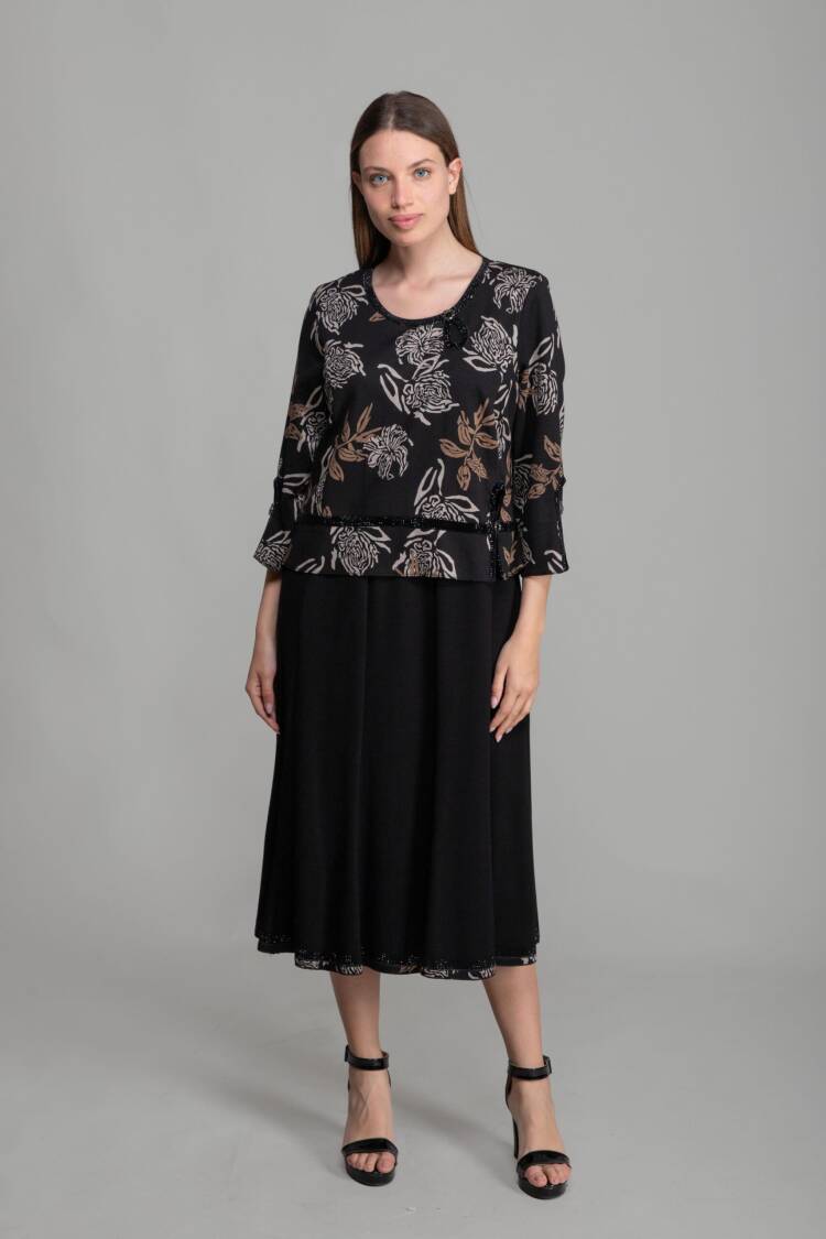 Round Neck Empirme Velvet Dress