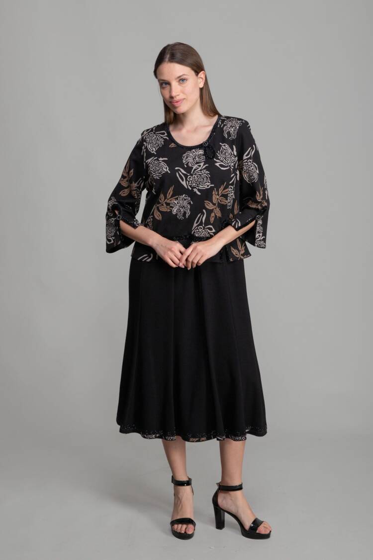 Round Neck Empirme Velvet Dress