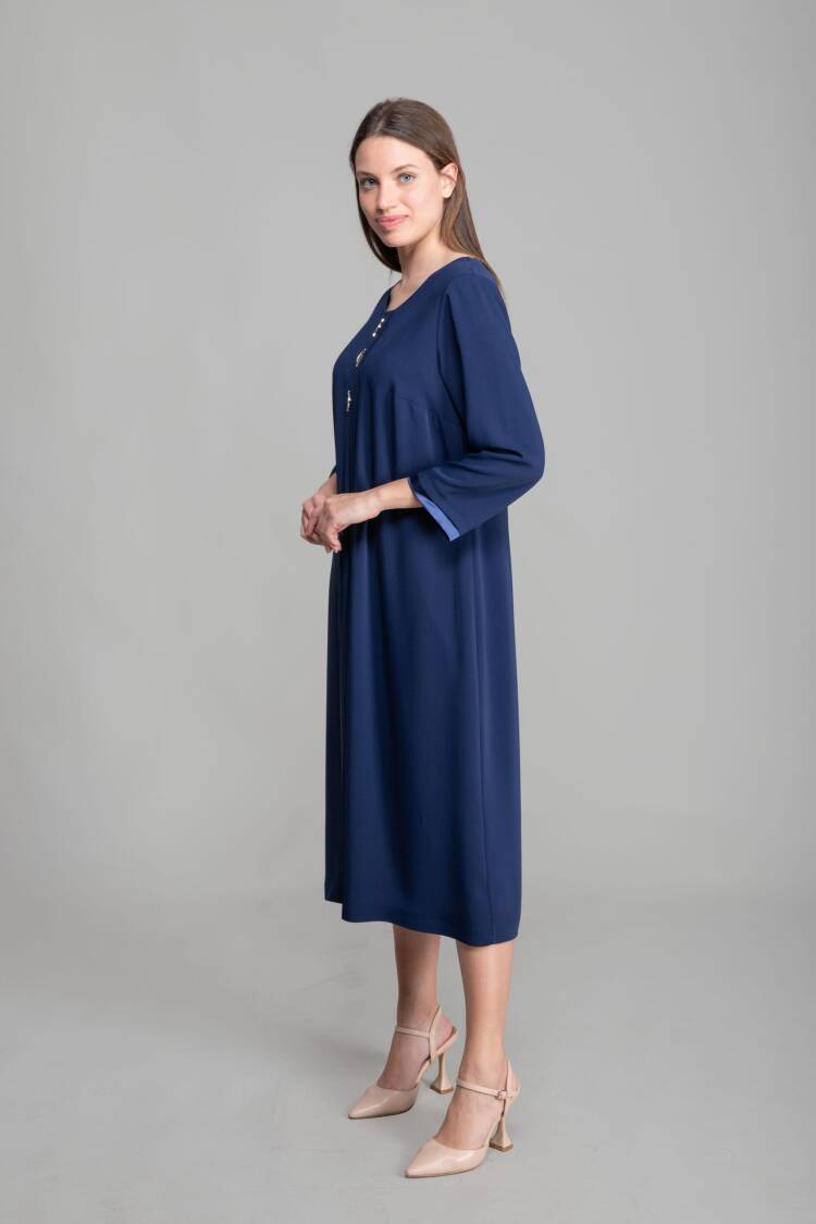Round Neck Straight Skinny Suzanna Dress - GUMANIZE - Globality Store - Women Clothes Wholesale Turkey