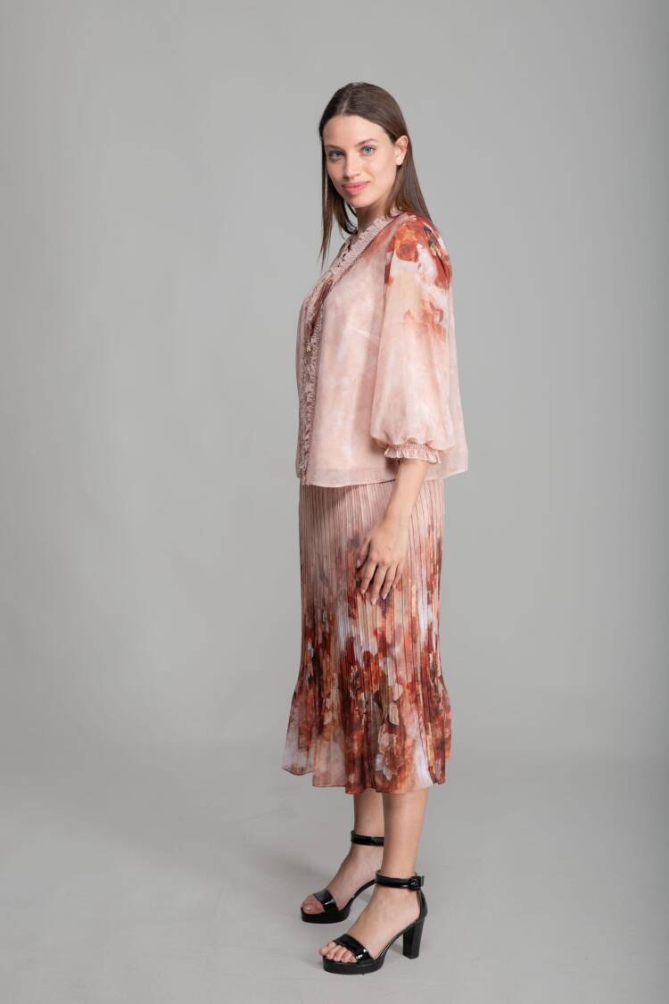 V-Neck Mars Empirme Blouse+Skirt