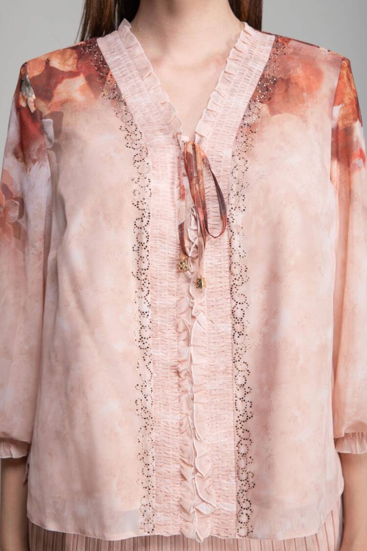 V-Neck Mars Empirme Blouse+Skirt