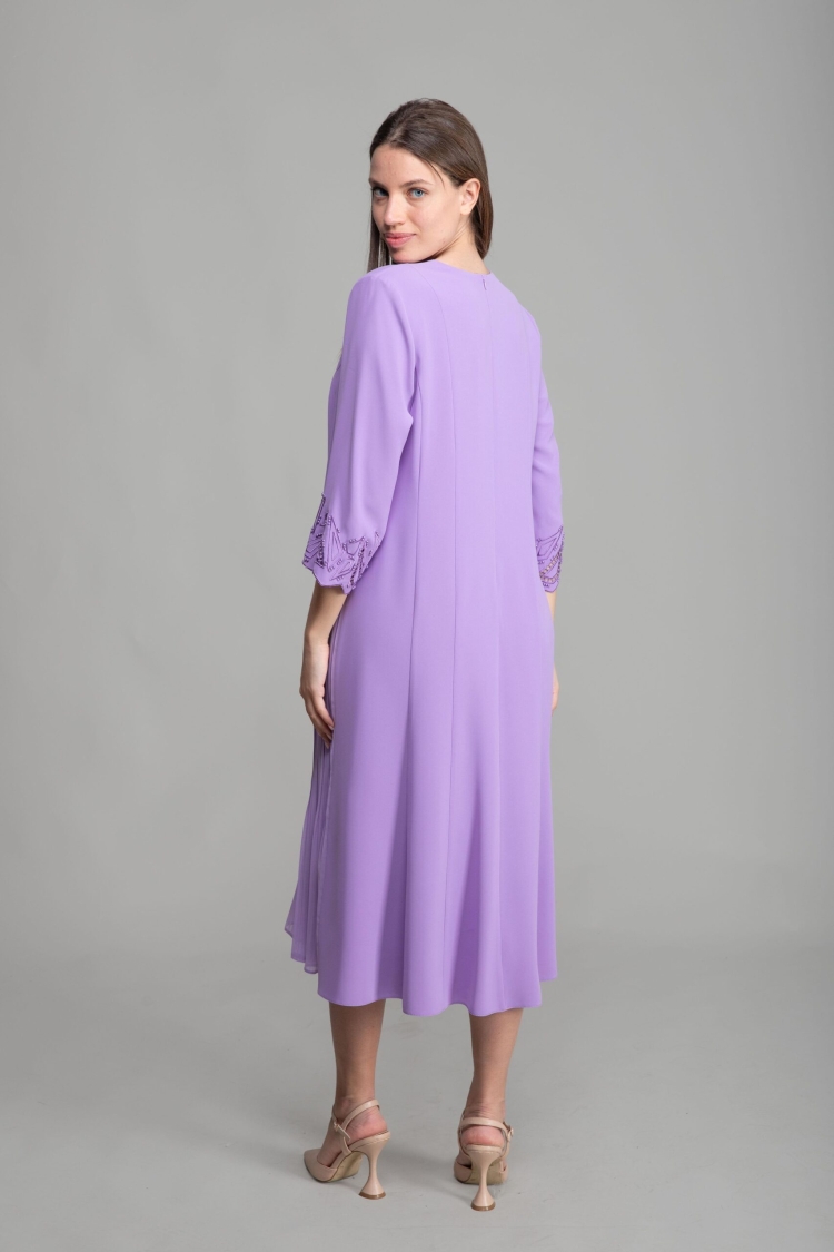 V Neck Embroidered Pearl Dress