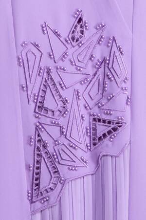 V Neck Embroidered Pearl Dress - GUMANIZE - Globality Store - Women Clothes Wholesale Turkey